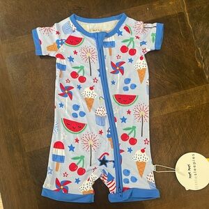 NWT Little Sleepies Stars, Stripes & Sweets Shorty Zippy 6-12 months